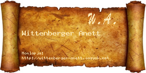 Wittenberger Anett névjegykártya